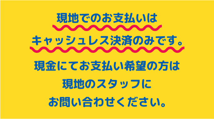 Payment on site is cashless only. If you wish to pay by cash, please ask the local staff.